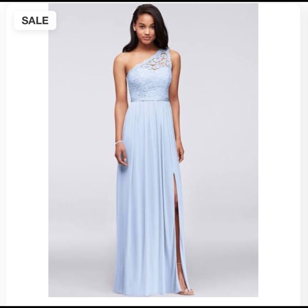 An ice blue bridesmaids dress
